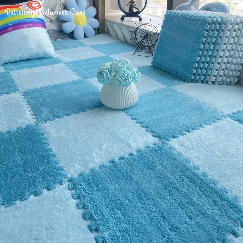 Soft Plush Kids Play Mat 30x30cm Interlocking Puzzle Floor Carpet Tiles