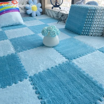Soft Plush Kids Play Mat 30x30cm Interlocking Puzzle Floor Carpet Tiles