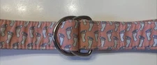 Vineyard Vines Women’s Belt Peach Blue Bare Feet Cotton D Rings Size Large 45” L