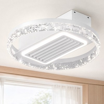20'' Crystal Design Ceiling Fan with Light Dimmable Flush Mount Remote Control