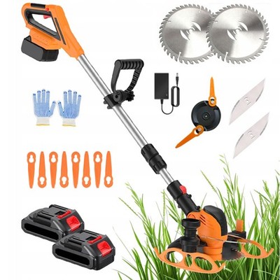 2 in 1 Akku Rasentrimmer Elektro Freischneider Trimmer Motorsense mit 2 Akku DE