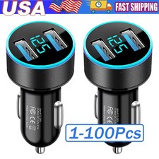 Dual Ports Usb Car Cigarette Charger Lighter Digital Led Voltmeter 12v24v Lot