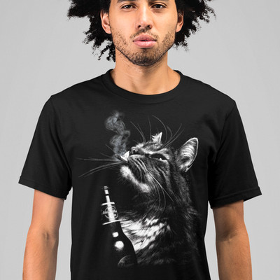 Smoking Cat Beer Lover T-Shirt | Funny Drunk Cat Lovers Tee