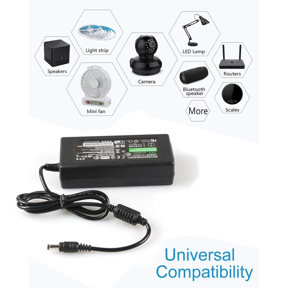 Fuente de alimentación 12V 1A 2A 3A 5A 6A 8A 10A Adaptador de CA y CC para cadena de luces de tira LED Foto 4 de 4