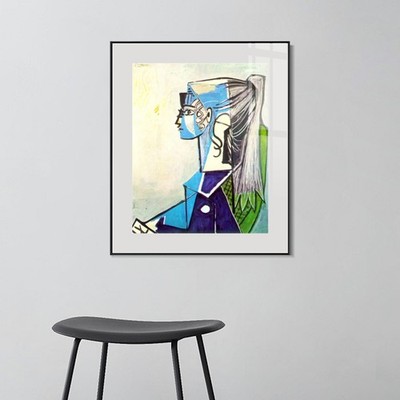 Sylvette au Fauteuil/パブロ ピカソ/アートポスター Framed Canvas 1954 Portrait de Sylvette David 24 au fauteuil by