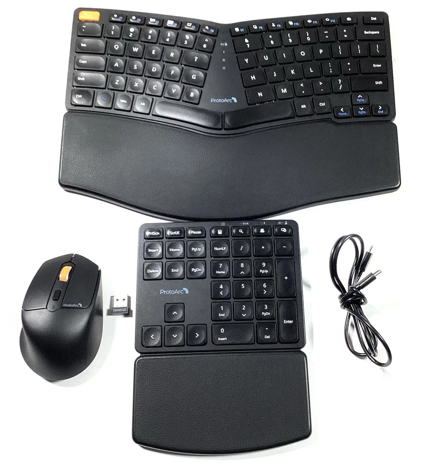 ProtoArc Ergonomic Wireless Keyboard & Mouse Combo, Split Design, EkM04