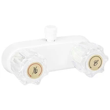 RV Faucet, Camper Shower Faucet Replacement, White+Crystal Acrylic Knobs 