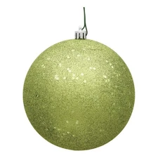 Vickerman 4" Plastic Ball Ornaments in Glitter Sequin Lime Green (Set of 6)