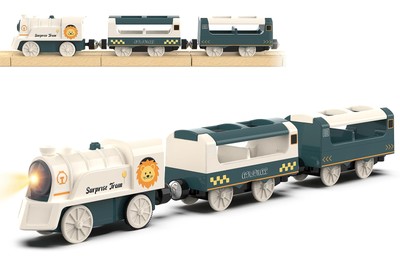 Battery Powered Train Set for Railway System, Electric Small, White 