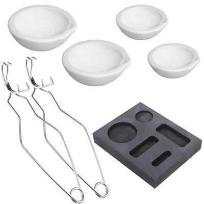 Graphite Metal Melting Casting Kit 7pc Including Crucible Tongs and Graphite