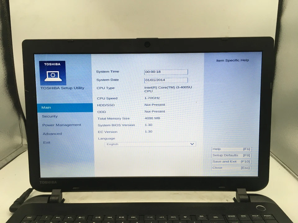 TOSHIBA SATELLITE C55-B5200 - BOOTS TO BIOS - INTEL I3 4005U - NO RAM - READ -BB - Image 2 of 4
