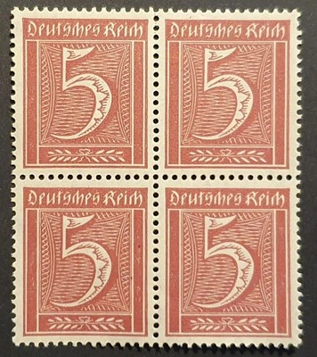 Germany Stamps 1921 Numeral Lozenges wmk 5pf block of 4 MM SG153 MI158 - Image 1 of 2