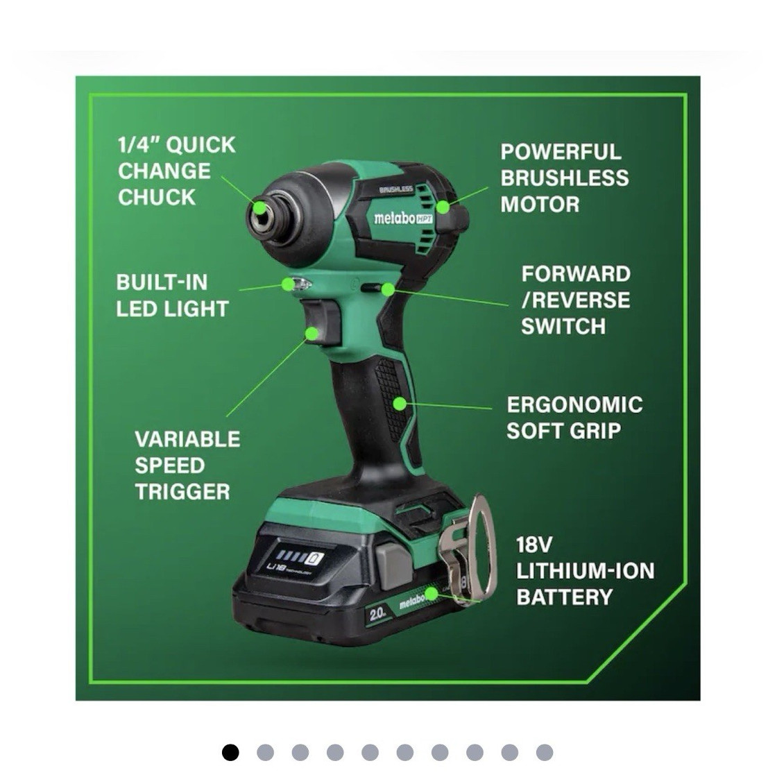 Metabo HPT WH18DBDL2 18V Brushless Cordless Impact Driver Set, 2 Batteries