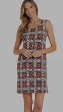 R M Richards Women Geometric Puff-Print Necklace Dress Sz 16 New Excellent B7