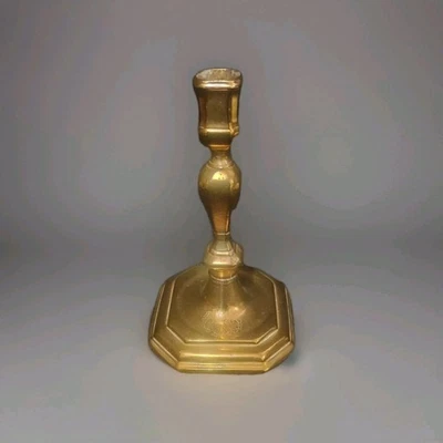 Bougeoir 18e avec Blason Gravé Bronze XVIIIe - Photo 1/4