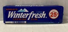 Vintage Wrigley's 1987 WINTERFRESH Chewing Gum  5 Sticks  25 Cents SEALED-NOS