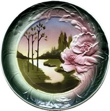 PIATTO CERAMICA ART NOUVEAU PERIODO LIBERTY KREMNICA BARBOTINE