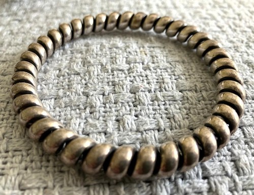 Unique Retro Italian Silver 800 Twisted Spiral Bangle Bracelet