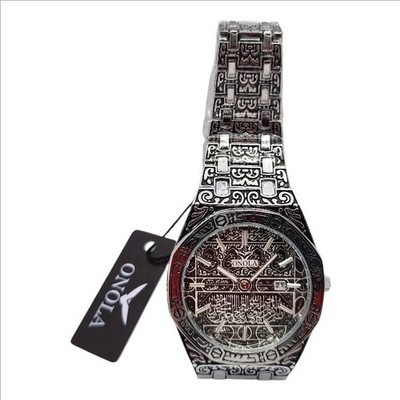 ONOLA Men's Retro Carving Style Business Waterproof Quartz Watch Stainless Steel