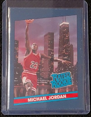 rare michael jordan rookie card Michael Jordan Rated Rookie (Rare) Chicago Skyline Basketball Ball Promo  Card