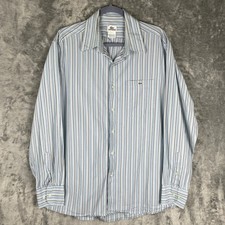 Lacoste Button Down Shirt Men 45 Light Blue Striped Excellent Long Sleeve Cotton