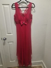 Teri Jon By Rickie Freeman Red Lace Bow & Ruffle Dress, Size 12