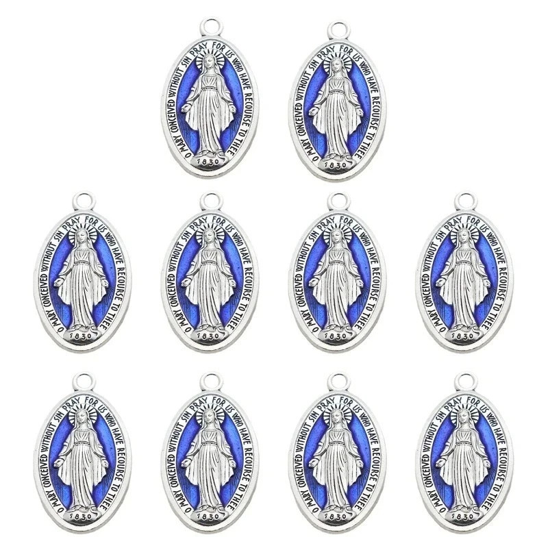Miraculous Medal Mary Pendant Religious Our Lady Virgin Rosary Cross Small 5