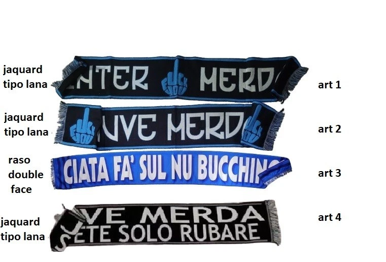 sciarpa SFOTTO SQUADRE CALCIO merd PER SCHERZARE CON AMICI SCEGLI ARTICOLO FOTO