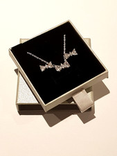 Pandora sterling silver clear bow earring and necklace set