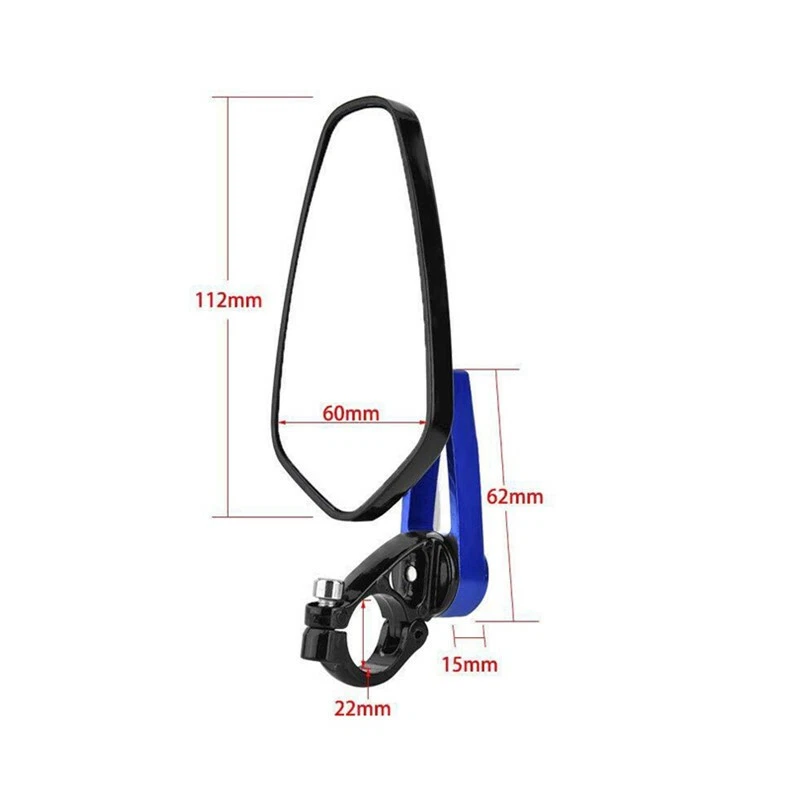 2Pcs Motorcycle Aluminum 22mm Bar End Side Rearview Handlebar Rear View Mirror - Image 4 of 4