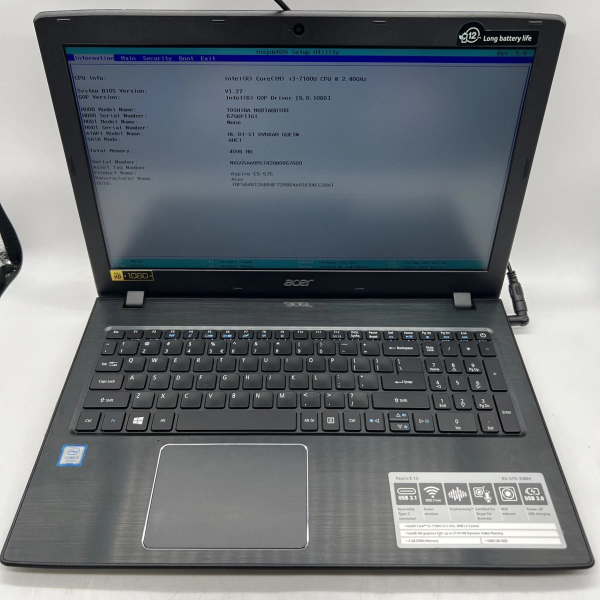 Acer Intel Core i3 7th Gen. PC Laptops & Netbooks 1 TB SSD