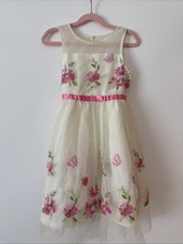 Jona Michelle Girls Embroidered Floral Lace Tulle Tea Butterfly Dress Size 5