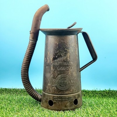 (Vintage) Huffman 1/2 Half Gallon Liquid Oil Can Thumb Valve RUST/GRIME/DENTED