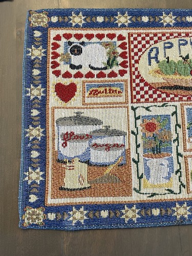 Vtg Tapestry Placemats Set of 6 Apples Chickens Farmhouse Country Decor - Picture 2 of 4