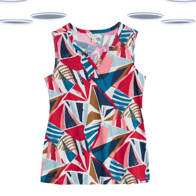 Ex Women's Seasalt Top- Sleeveless Purist Summer Vest White Multi Chalk (Defect)