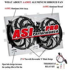 Aluminum Shroud+Fan Fit 94-1996&95 CHEVY IMPALA CAPRICE CADILLAC FLEETWOOD 5.7L