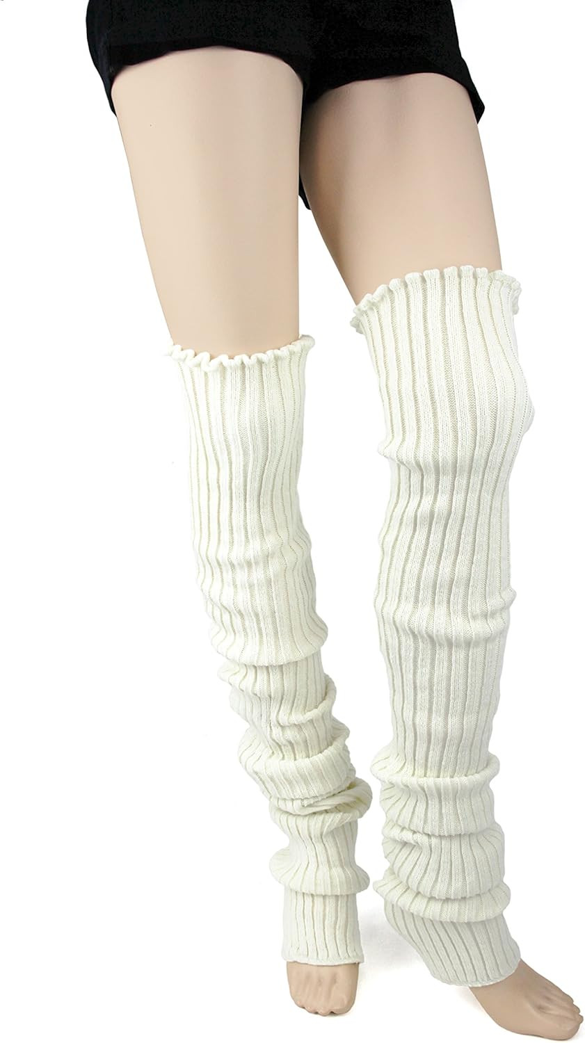 Women'S Cable-Knit Leg Warmers, Warm & Long Footless Thigh-Highs