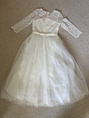 formal dress used 150cm Flower Girls, Discounted price, Dress-Ivory/Cream 150cm Wedding