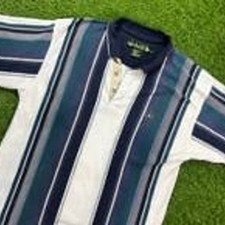 Knights of Round Table Polo M Striped Rugby Shirt 90s VTG Cotton Blend Preppy