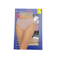 Felina Womens Set of 6 Pima Cotton Hi-Cut Panties Lace Trim Small Size Underwear