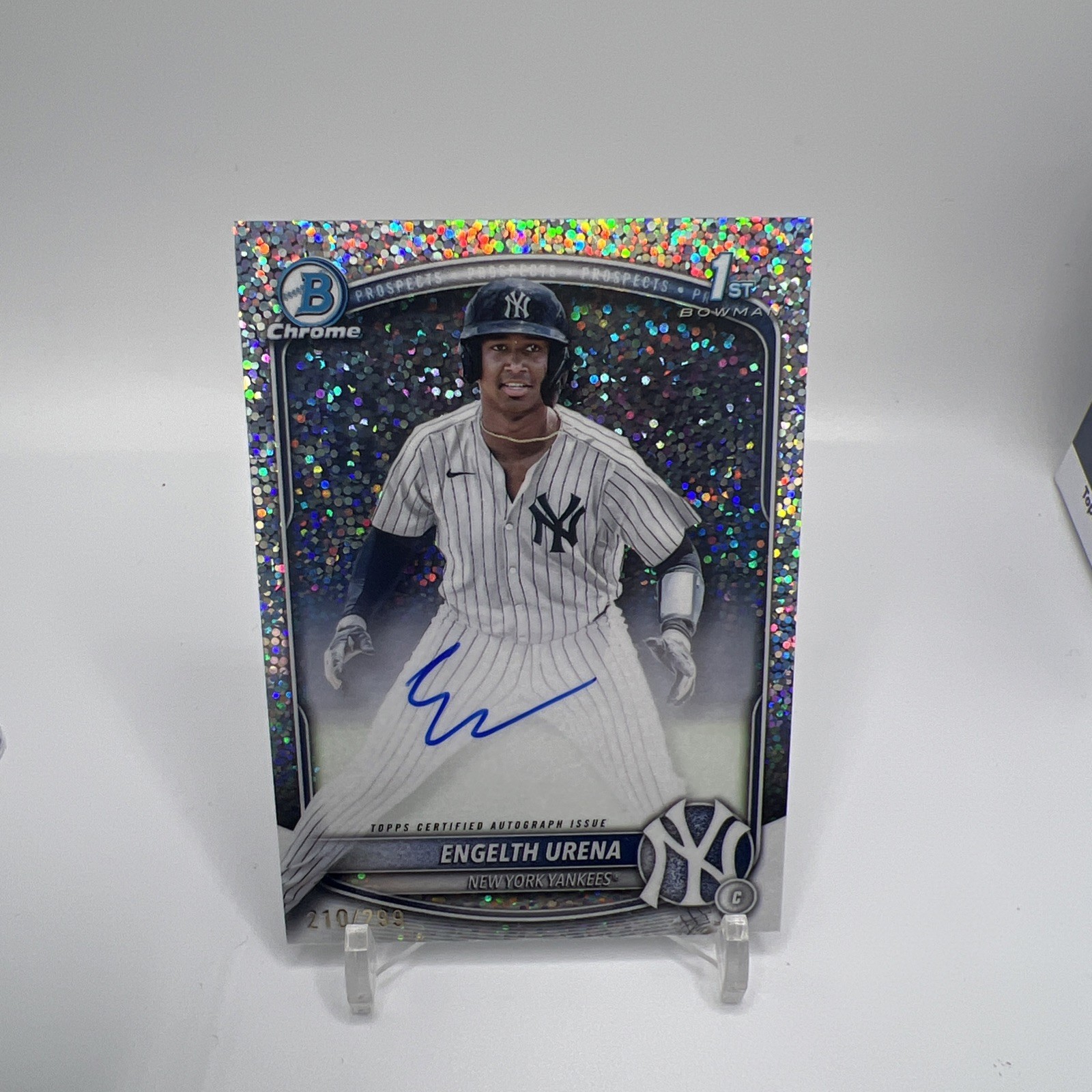Engelth Urena 2025 Bowman Chrome 1st Speckle Auto # 210/299 New York Yanknees