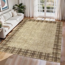 Farmhouse Tartan Plaid Rug 8x10 Ft, Stain Resistant Washable Living Room Rug,