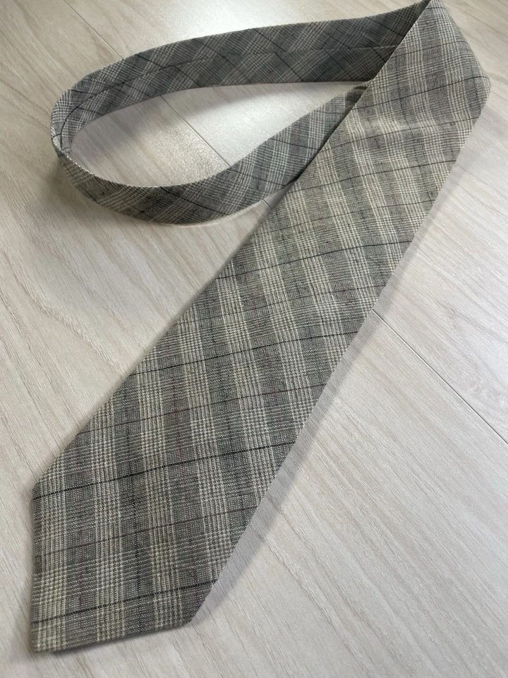 Corbata De Colección Tango Max Cuadros Lino Algodón Rojo Oliva Cuadros Hecha en EE. UU. Hiedra Preppy Verano Foto 2 de 4