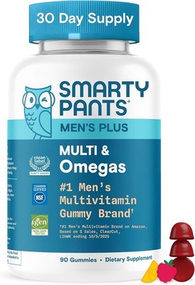 SmartyPants Men s Multivitamin Gummies with Omega 3 & Selenium, 90 Ct