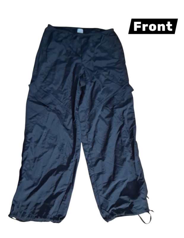 No Boundaries Black Nylon Parachute Pants Women's Size S (4-6) High Rise Cargo