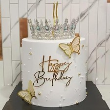 Happy Birthday Cake Topper Mirror Acrylic Cake Topper Side Cake Topper Gold Cake