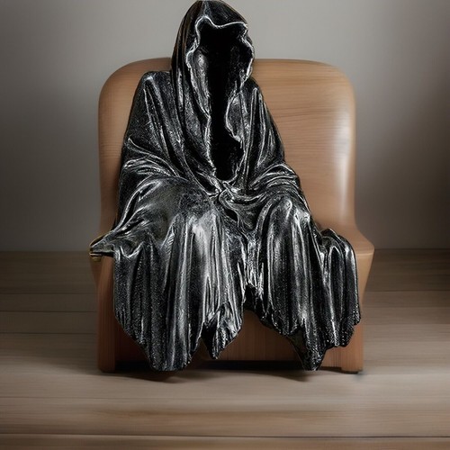 Grim Reaper Hooded Death Dark Gothic Sitting Holy Death Santa Muerte Halloween - Picture 14 of 15