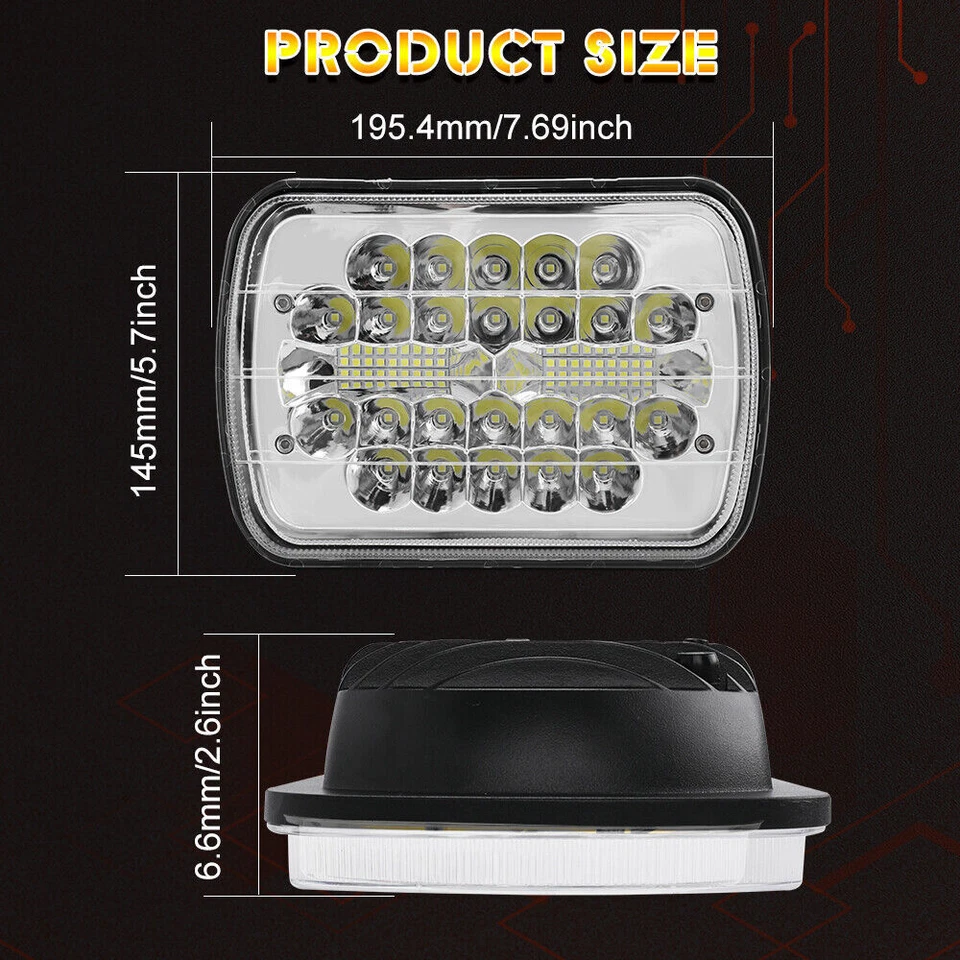 Faros LED 2x6" 5x7" para camioneta Ford Super Duty F350 F450 F550 F650 F750 Foto 3 de 4