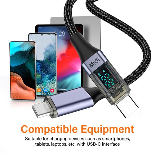 100W Type C Fast Charging Cable for iPhone Samsung MacBook USB C to C Data Cord - Picture 2 of 16