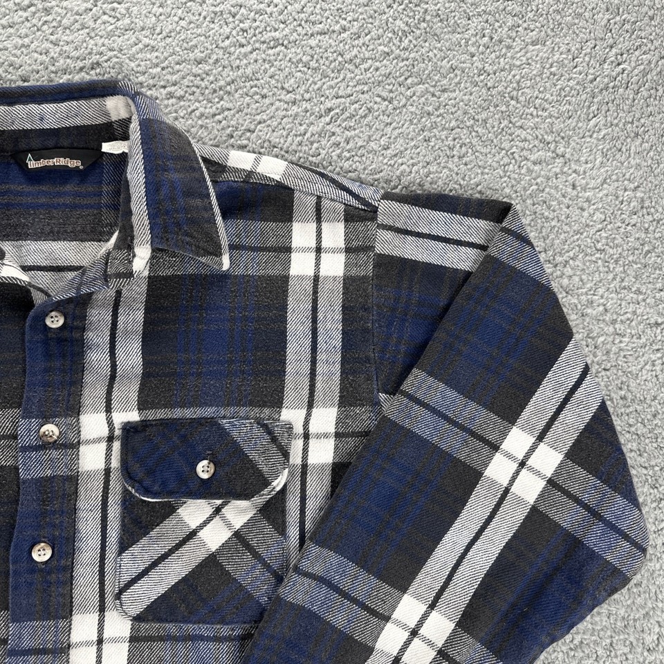 Vtg Timber Ridge Plaid Flannel Shirt Men Large Shacket Heavyweight Made